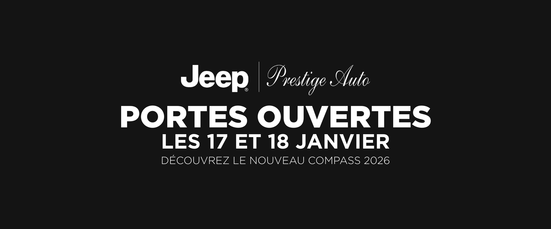 Portes Ouvertes les 17 et 18 janvier : le Nouveau Jeep Compass 2026 arrive chez Jeep Prestige Auto
