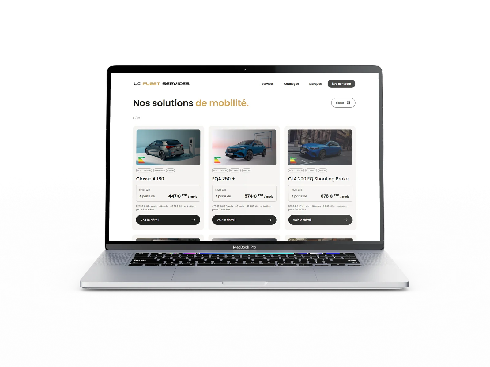 Catalogue LG Fleet sur ordinateur pour les solutions de mobilité professionnelle